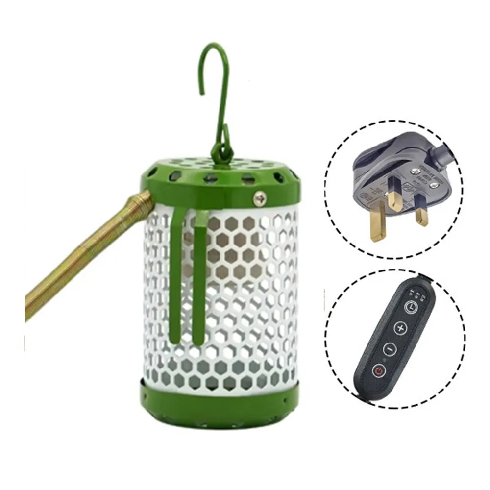 Anti-Bite Pet Parrot Heat Preservation Lamp Metal Chew-Proof Wire Anti-Scalding Bird Cage Heater US/EU/UK Plug in with Hook