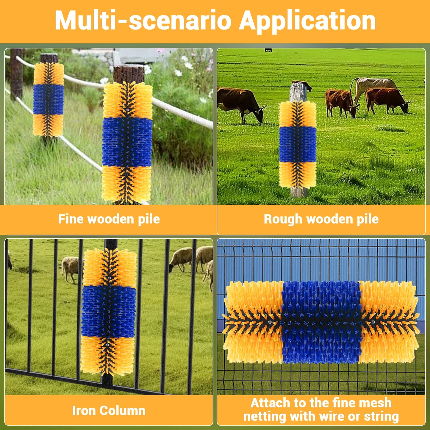 Livestock Scratch Brushes, Horse Scratcher Full Massage Grooming Brush Kit, Relieve Itching for Horse Cow Cattle Sheep Pig Goat