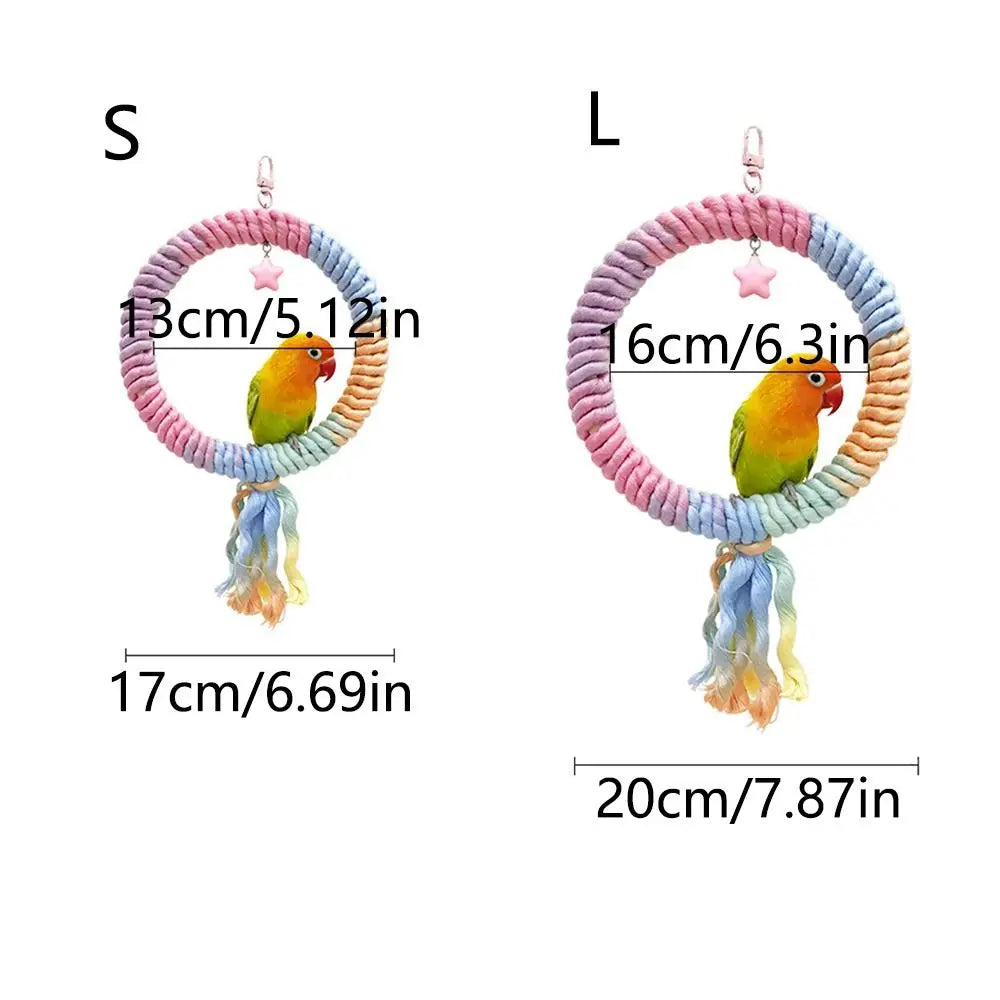Screw Head Colored Cotton Parrot Pole Flexible Hanging Clip Swing Colorful Perch Easy To Install Rotating Bird Cotton Rope Swing