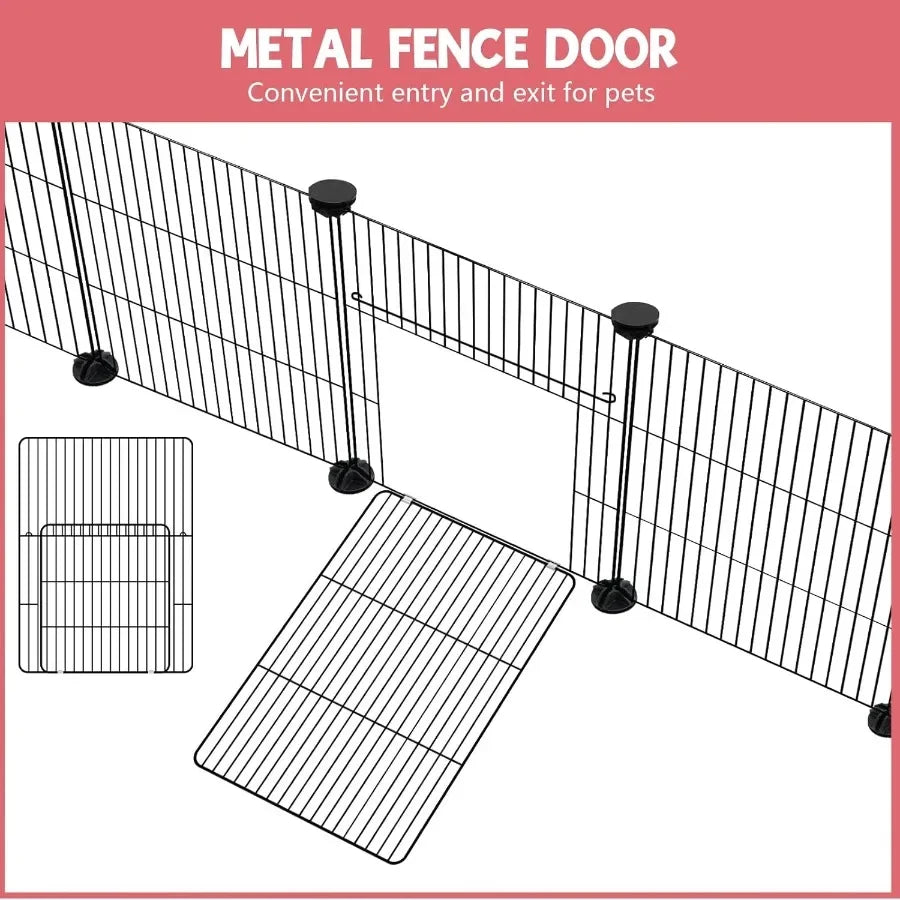 32 Panels Small Animal Playpen47.5" x 23.7" x 31.5" Pet Playpen with Upgrade Waterproof Mat CandC Cage for Guinea Pigs Rabbit B