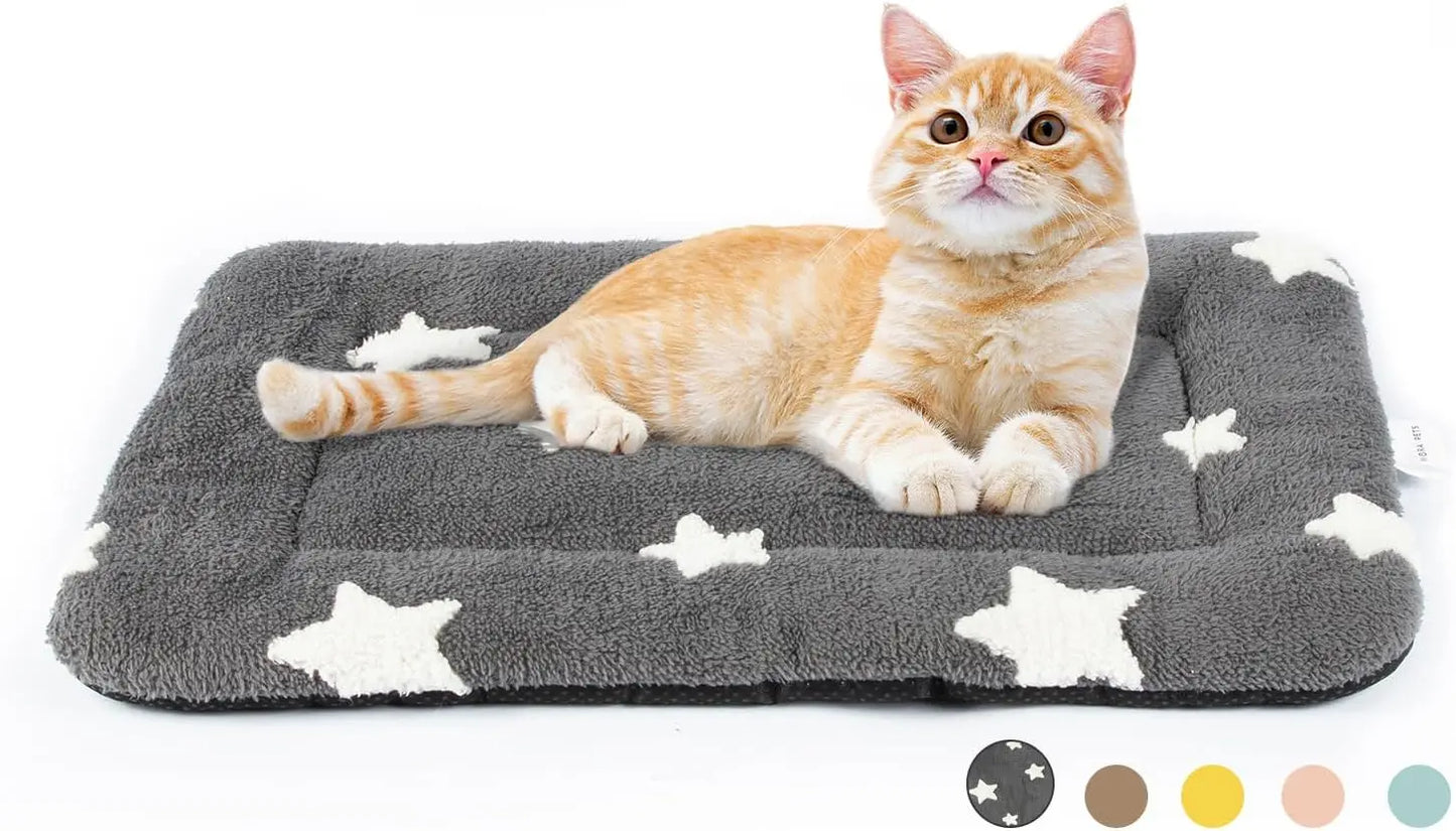 Mora Pets Cat Bed for Indoor Cats Washable Dog Crate Pad Cute Star Dog Bed Mat for Kennel t Flat Puppy KitteGrey 22 x 13