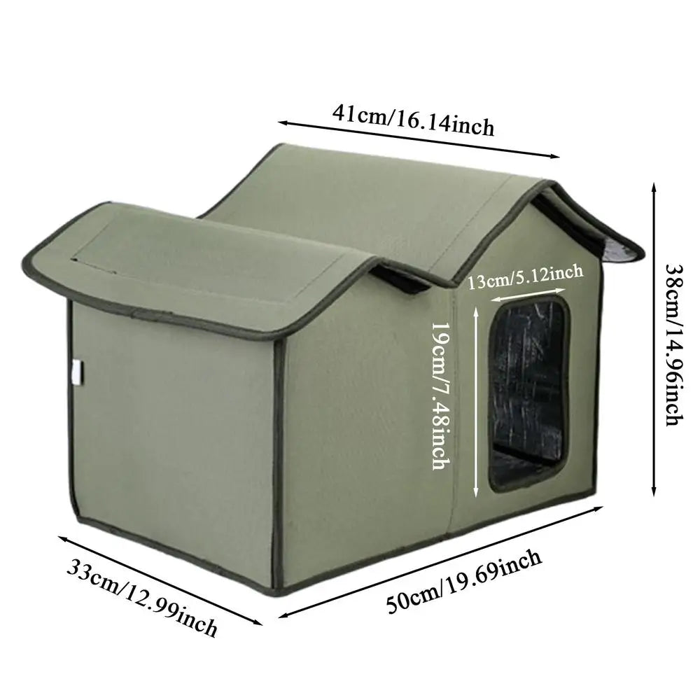 Cat Outdoor House Large Insulated Cat Shelter Waterproof Weatherproof Pet House With Transparent Door Washable Cat Hut For Cat