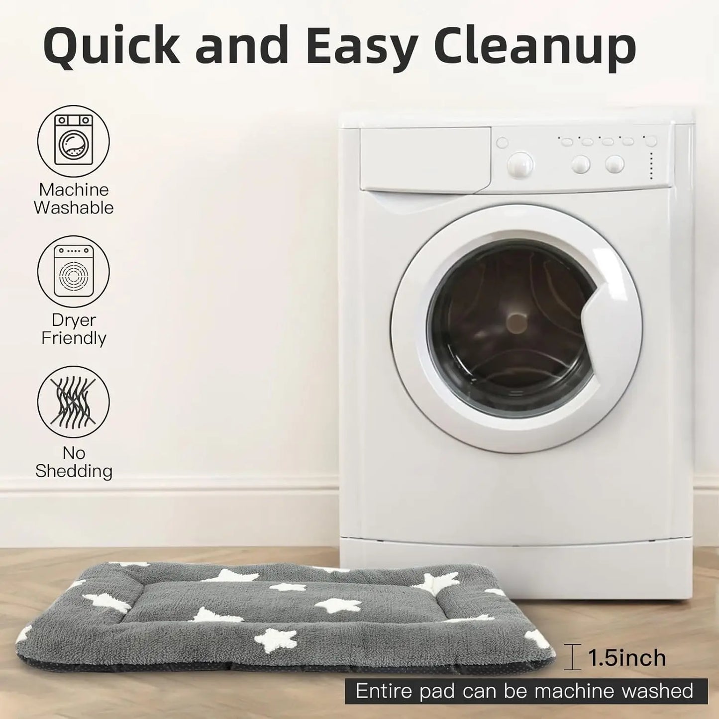 Mora Pets Cat Bed for Indoor Cats Washable Dog Crate Pad Cute Star Dog Bed Mat for Kennel t Flat Puppy KitteGrey 22 x 13