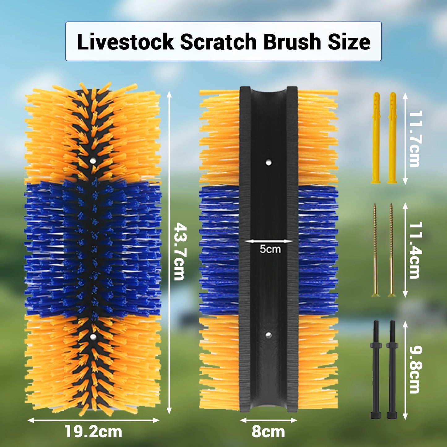 Livestock Scratch Brushes, Horse Scratcher Full Massage Grooming Brush Kit, Relieve Itching for Horse Cow Cattle Sheep Pig Goat