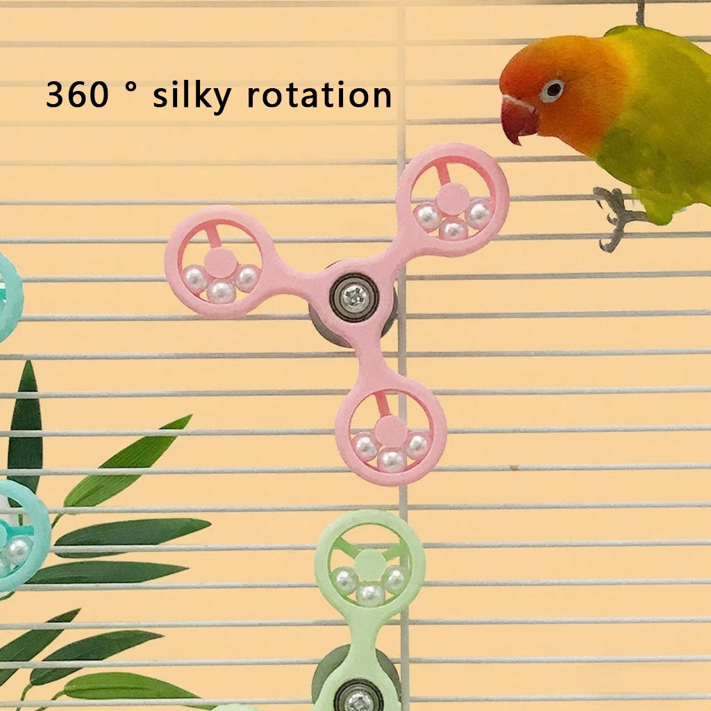 Interactive Parrot Rotating Windmill Toy Bird Cage Toy For Parrots Rotating Treat Dispenser For Mental Stimulation Entertainment