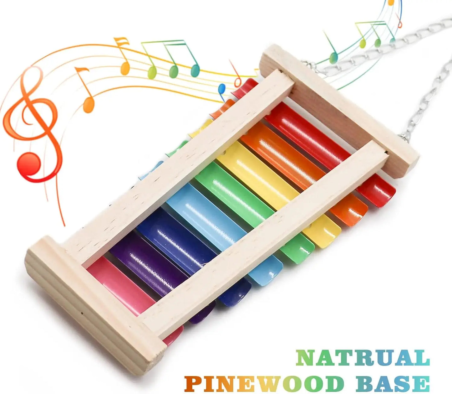 Colorful Suspensible Xylophone Toy with 8 Metal Keys for Parrots & Birds