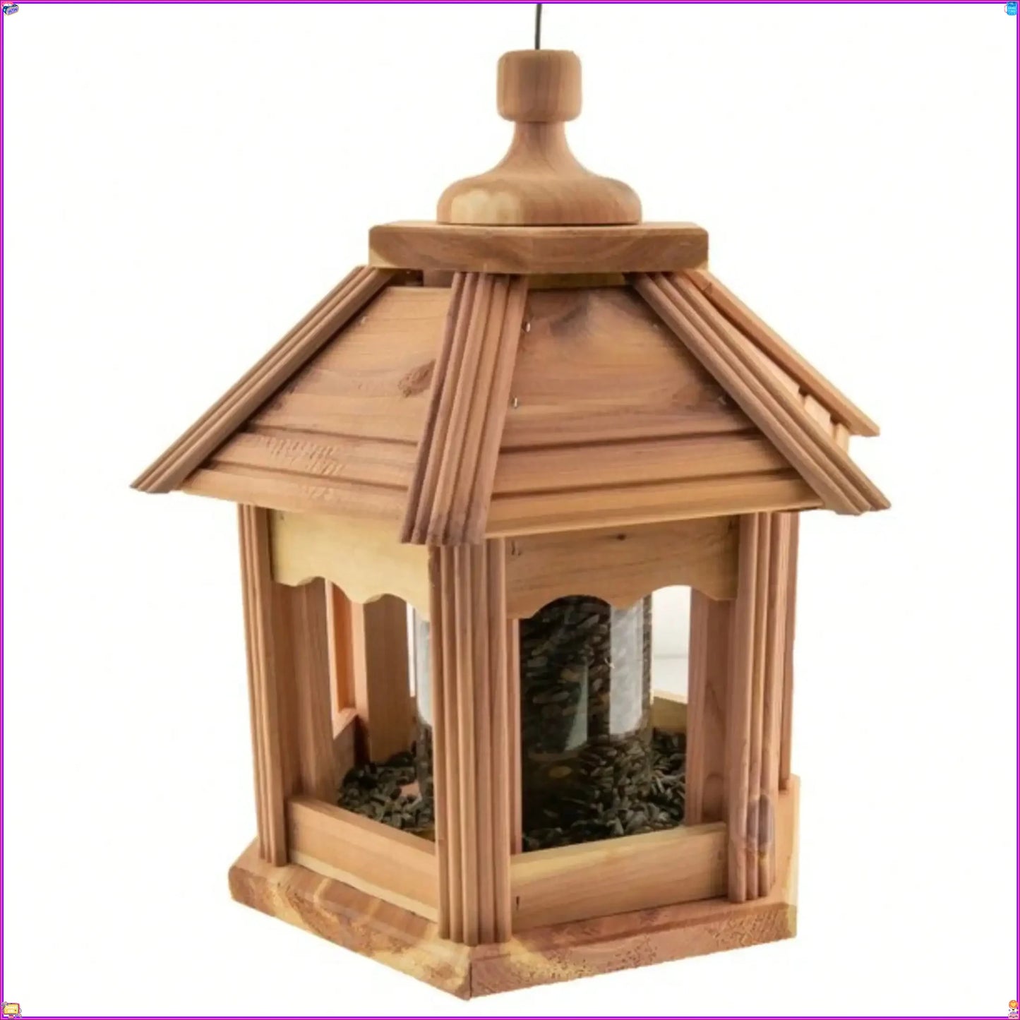 Cedar Gazebo Wild Bird Feeder, 3 lb Hopper Capacity,Safe Hanging,Durable Material