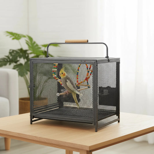 22 Inch Wrought Iron Bird Travel Carrier Cage for Parrots Conures Lovebird Cockatiel Parakeets