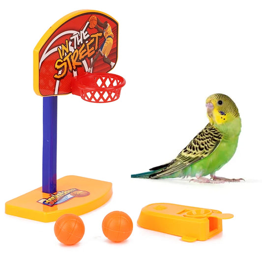 Bird Parrot Training Toy Pet Parakeet Basketball Hoop Props With Chew Balls Intelligence Toy For Bird Trick Education Playing