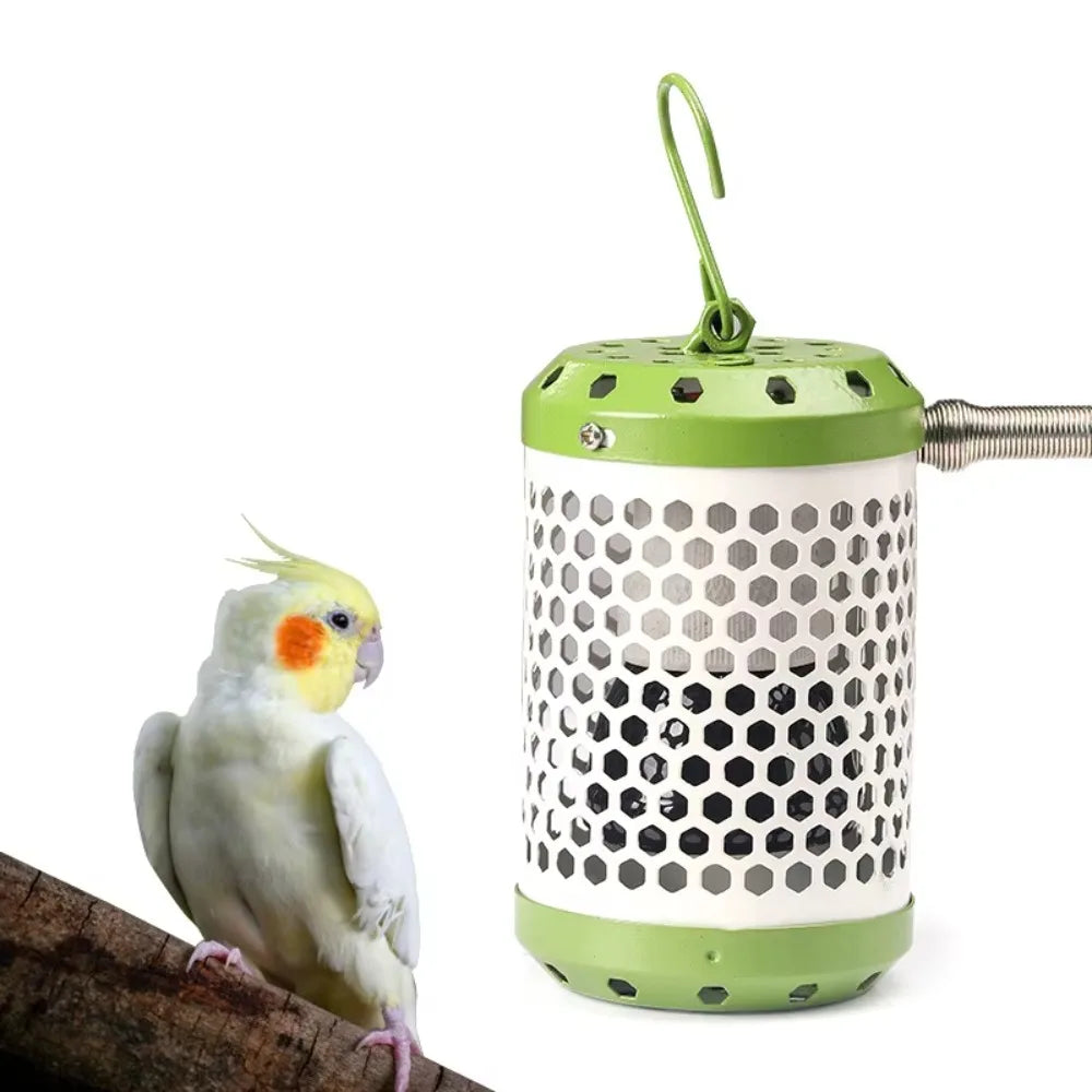 Anti-Bite Pet Parrot Heat Preservation Lamp Metal Chew-Proof Wire Anti-Scalding Bird Cage Heater US/EU/UK Plug in with Hook