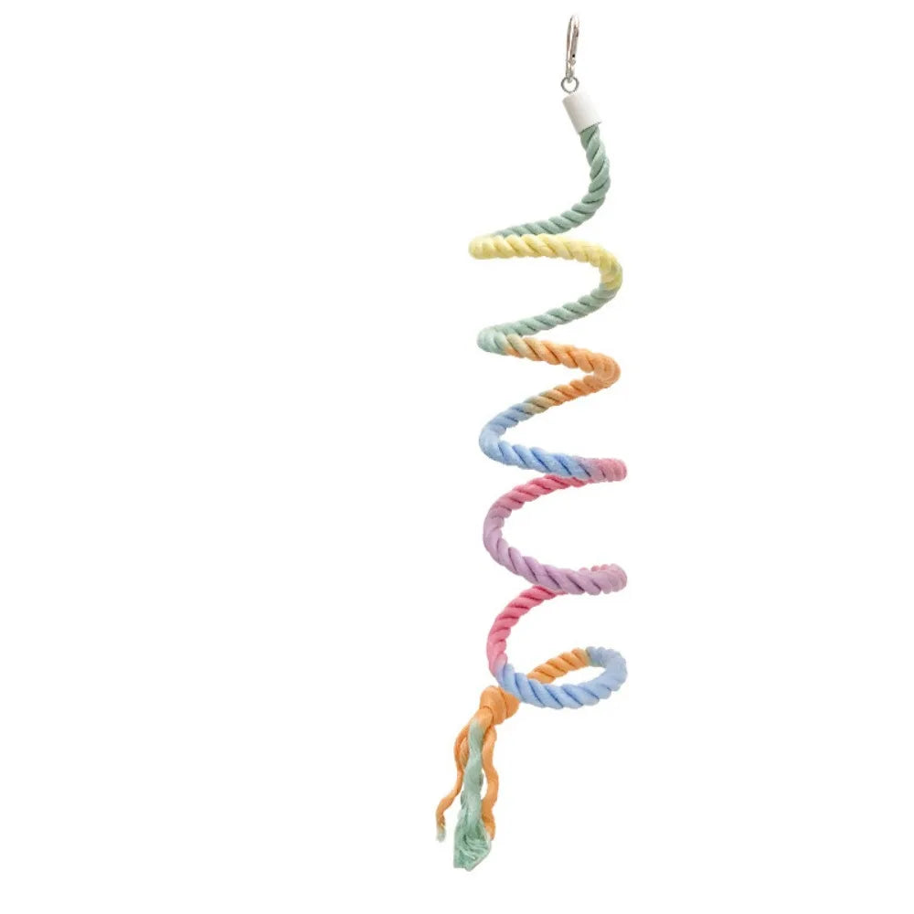 Screw Head Colored Cotton Parrot Pole Flexible Hanging Clip Swing Colorful Perch Easy To Install Rotating Bird Cotton Rope Swing