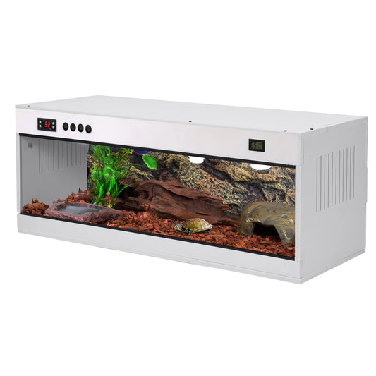 Reptile Enclosure, Reptile Cage Lizard Terrarium, Tempered Glass Reptile Habitat, Breeding Box, Single Temperature Control