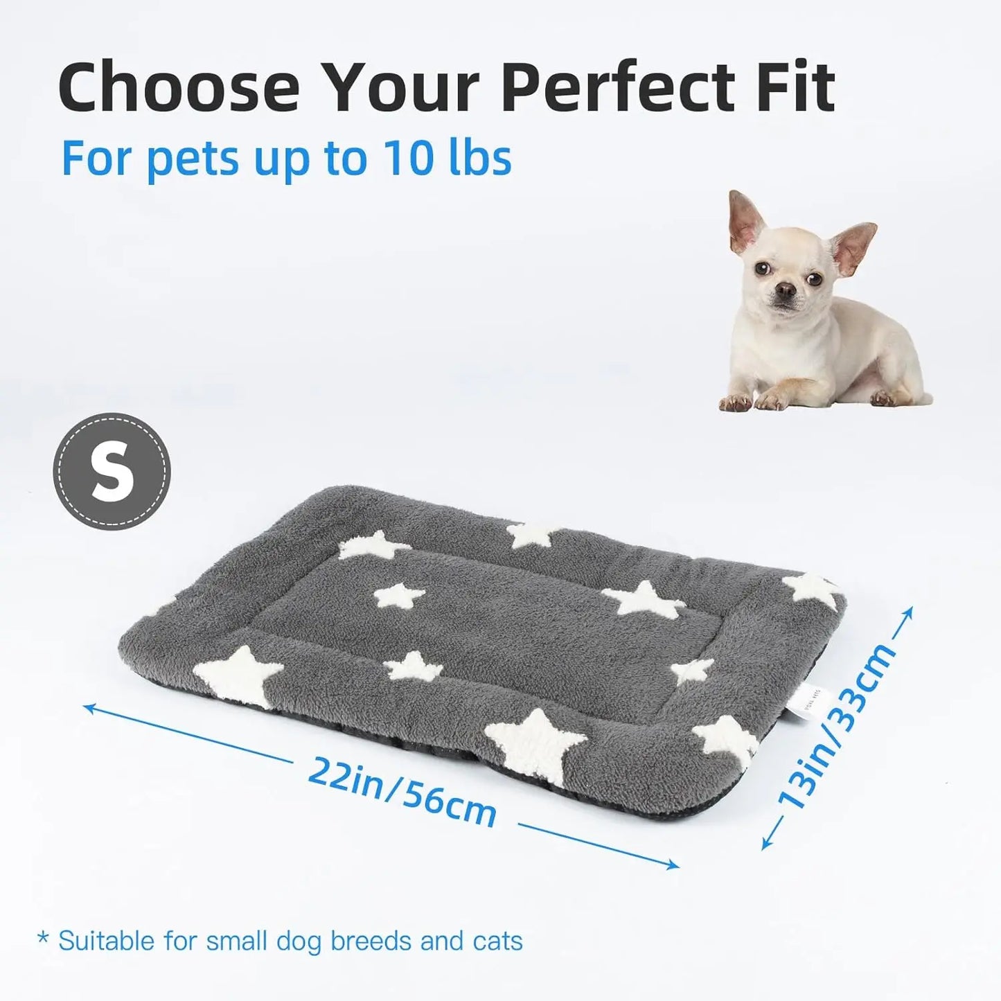 Mora Pets Cat Bed for Indoor Cats Washable Dog Crate Pad Cute Star Dog Bed Mat for Kennel t Flat Puppy KitteGrey 22 x 13