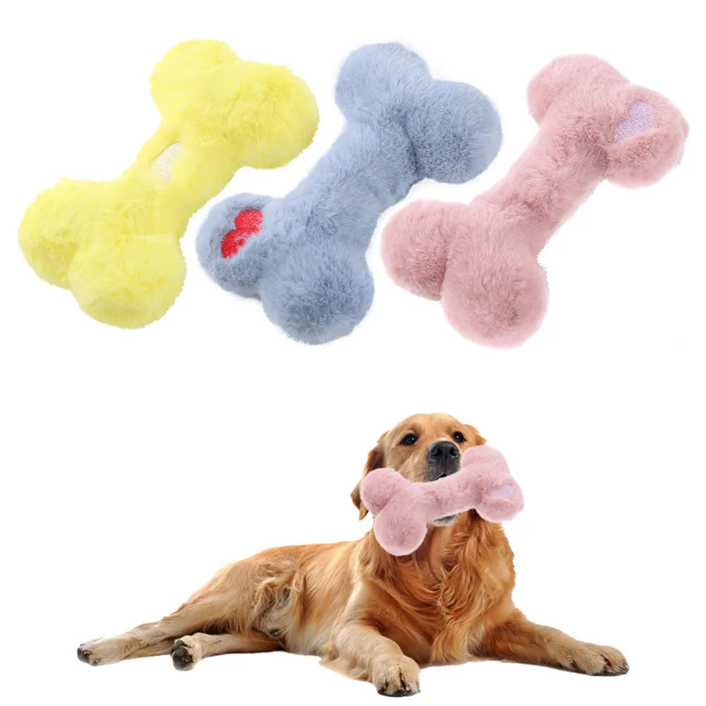 Dog Chew Toy Bone Shape - Squeaky Interactive Pet Toy for Puppies Small Medium Dogs, Durable Non-Toxic Chewing
