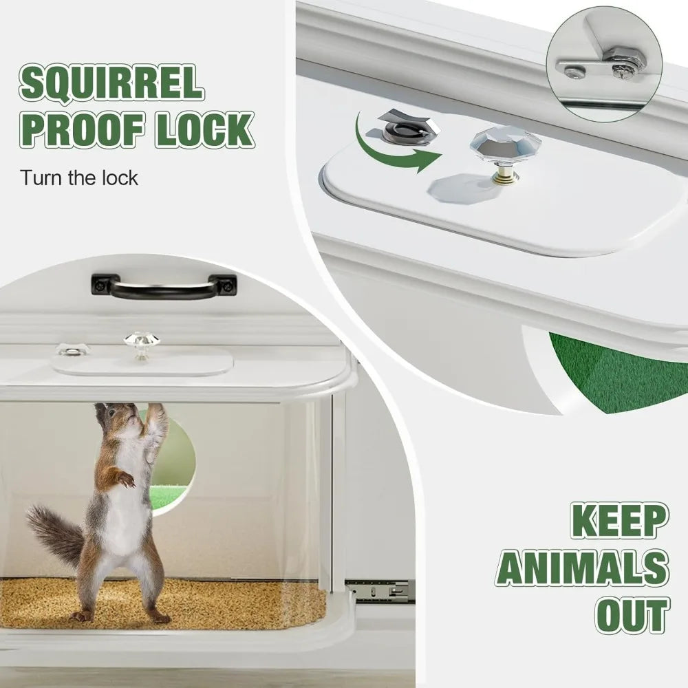 Window Bird Feeder Inside House Bird Feeder Window 180°for Viewing Rail Sliding with Locker Squirrel Proof Easy Assemble (with T