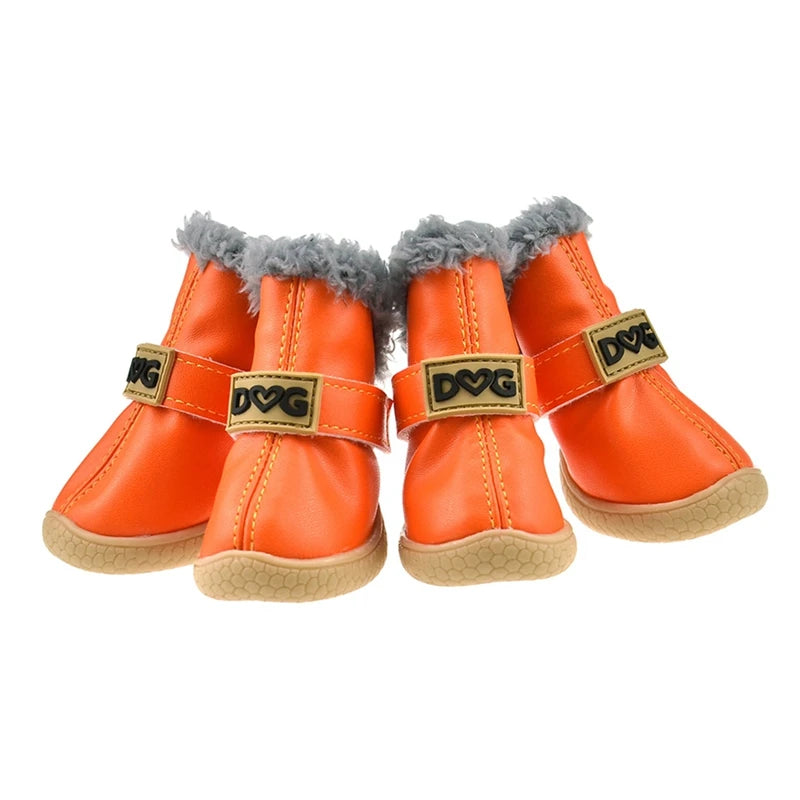 4pcs/set  Warm Pet Snow Shoes for Small Dogs Keep Warm Non Skid Socks Dog Boots Booties Pet Dog Winter Shoes